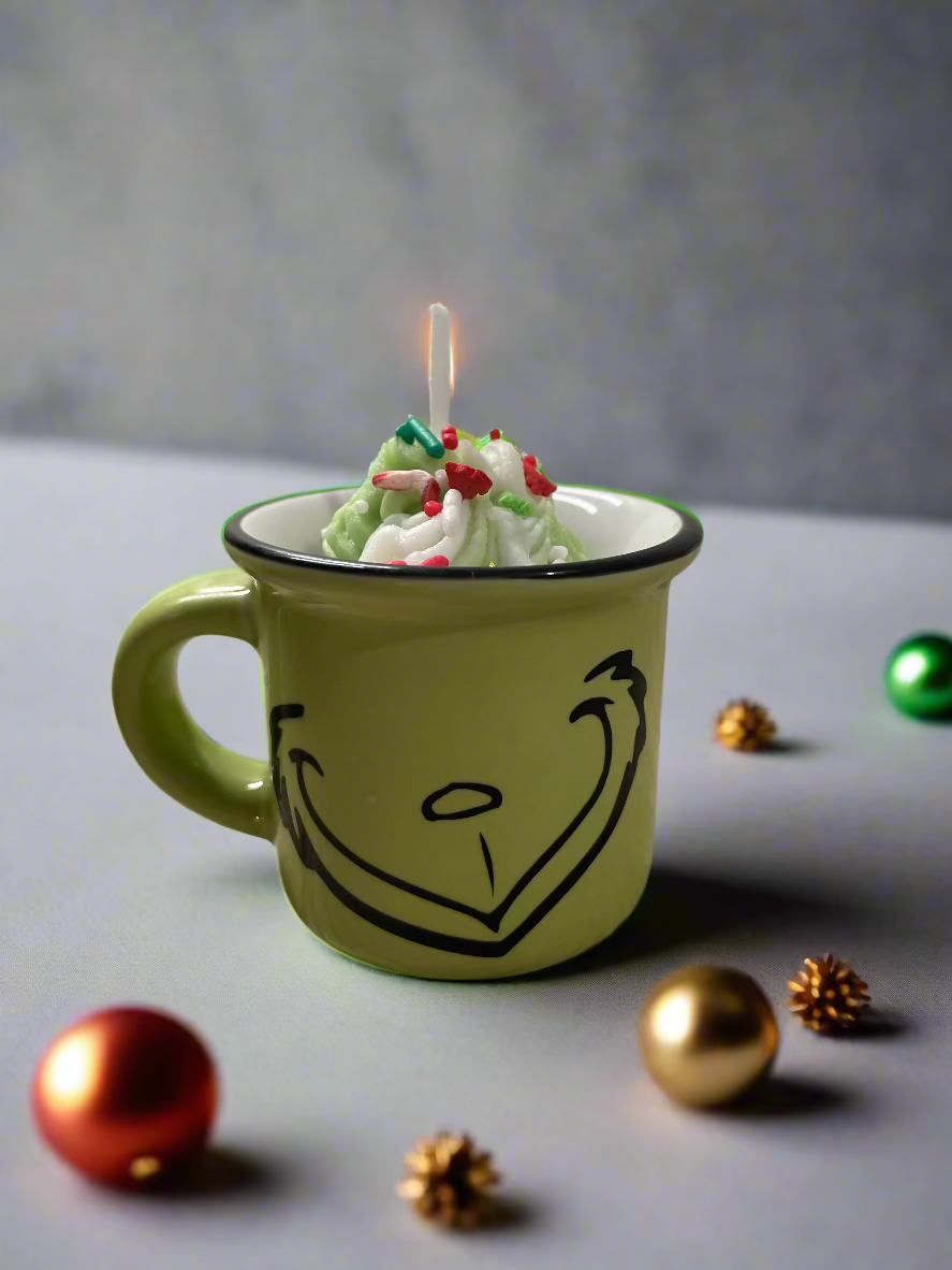 Mini Grinch Mug Candles | Pine + Apple