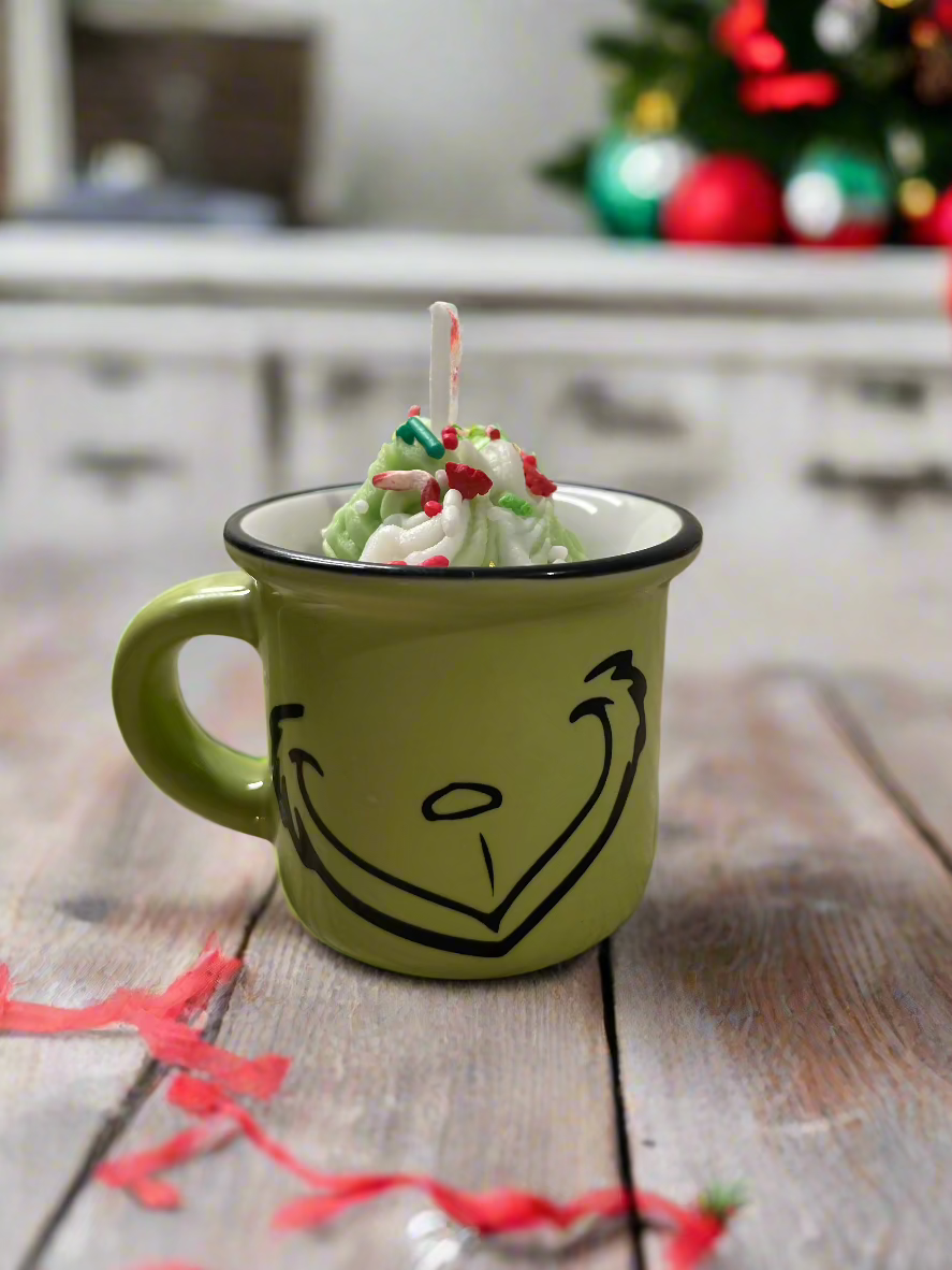 Mini Grinch Mug Candles | Pine + Apple